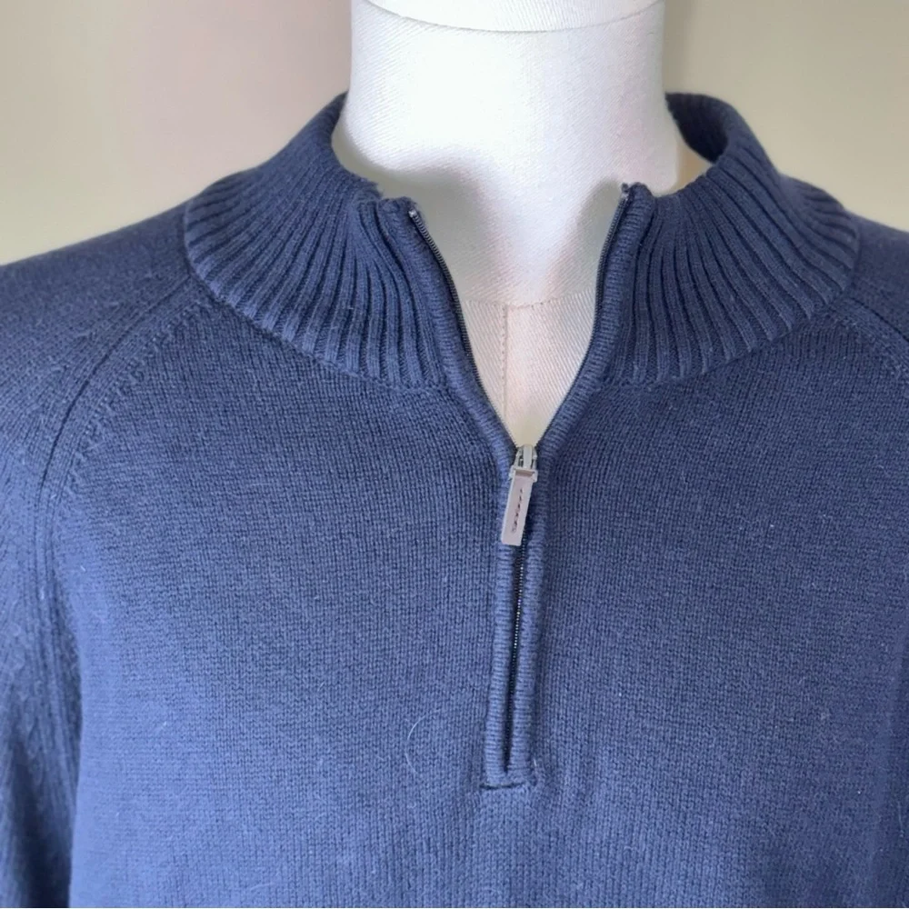 G.H. Bass & Co. Men's XL Navy Zip-Up Sweater Cotton/Wool Blend